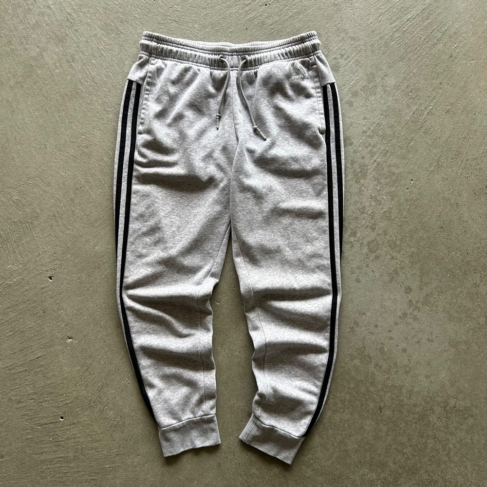 Adidas Sweatpants Size Small Gray Black Cotton Tapered Joggers